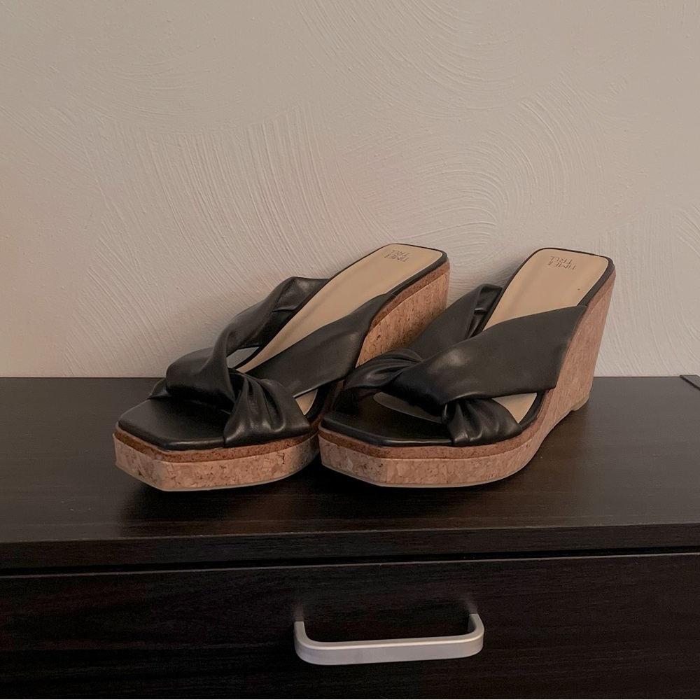 Black Wedge Sandals